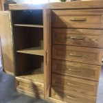 Large Oak Highboy Dresser With Storage / Gentleman’s Chest of 7 Drawers – 58432 – $239