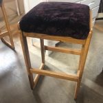 Bar Height Backless Stool Set With Crushed Velvet Seats / Set of 2 Oak Barstools – 58434 – $49