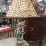 Tall Table Lamp With Fish / Underwater Theme & Wicker Shade – 58514 – $39