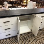 Vintage 2 Tone Textured Top Lowboy Dresser With 6 Drawers & 2 Doors / TV Stand / Buffet – 58505 – $149