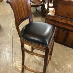 Bar Height Wooden Stool Set With Curved Back & Nailhead Trim / Set of 2 Leather Seat Barstools – 58509 – $149