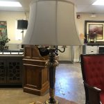 Large Vintage Table Lamp / 4 Bulb Lamp With Brass Ornate Base – 58473 – $35
