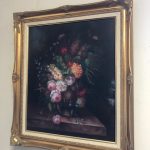 Vertical Floral Wall Art / Artwork In Ornate Frame / Oil Painting – 58481 – $29