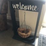 Large Wooden Rack With Hanging Planter & Welcome Sign – 58638 – $35