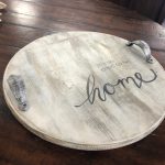 Wooden Painted Round Tray With Handles / Distressed Lazy Susan – 58657 – $29