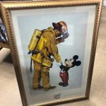 Large Ornate Wall Art / Disney Artwork Featuring Firefighter & Mickey Mouse By Charles Boyer – 58696 – $69