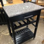 Compact Kitchen Cart With Stone Top, 1 Drawer, Wine Rack, Shelf & Basket – 58695 – $89