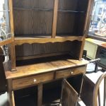2-Piece Oak Lighted Hutch With 2 Drawers & 5 Doors / China Cabinet With Top Stained Glass Doors – 58899 – $149